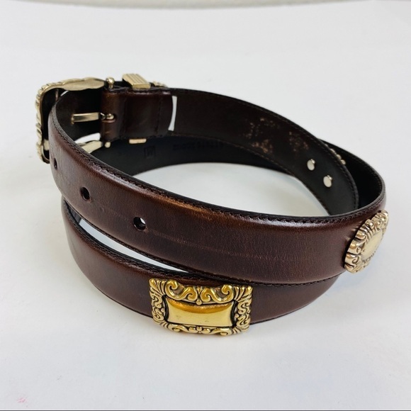 Fossil Brown Leather Belt w/Silver Details Size M - Picture 4 of 12